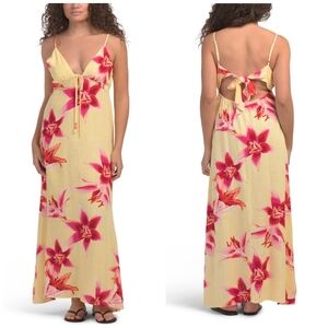 💛🔹️Paperheart 🔹️yellow Multi Lily Tie Neck Dress